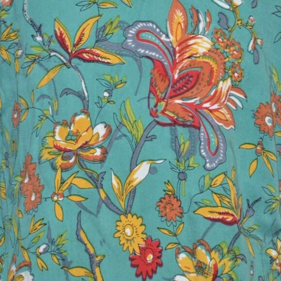 John Mark Tunic Blouse Womens M Floral Embroidery Artsy Boho Roll Tab Sleeves - Picture 10 of 14